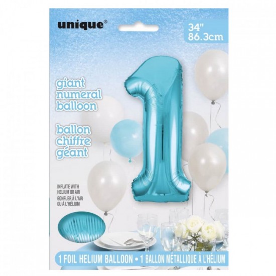 Number 1 Balloon Baby Blue